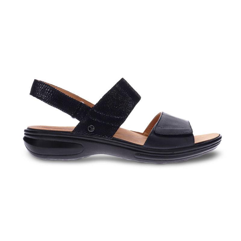 Como Back Strap Leather Sandals Black Lizard