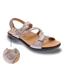 Emerald 3 Strap Leather Sandal Champagne