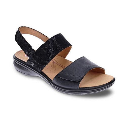 Como Back Strap Leather Sandals Black Lizard