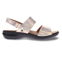 Como Back Strap Leather Sandals Metallic Interest