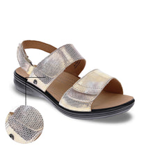 Como Back Strap Leather Sandals Metallic Interest