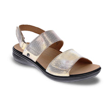 Como Back Strap Leather Sandals Metallic Interest