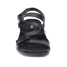 Emerald 3 Strap Leather Sandal Black