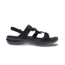 Emerald 3 Strap Leather Sandal Black Lizard