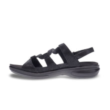 Emerald 3 Strap Leather Sandal Black Lizard