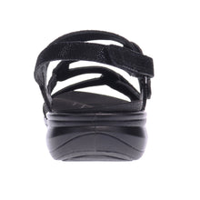 Emerald 3 Strap Leather Sandal Black Lizard