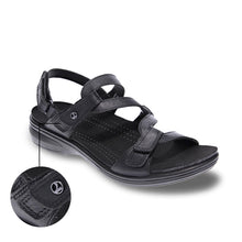 Emerald 3 Strap Leather Sandal Black