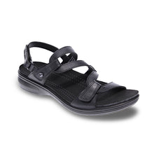 Emerald 3 Strap Leather Sandal Black