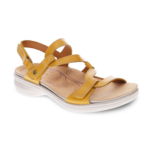 Emerald 3 Strap Leather Sandal Mustard